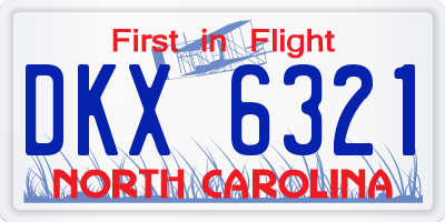 NC license plate DKX6321