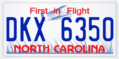 NC license plate DKX6350