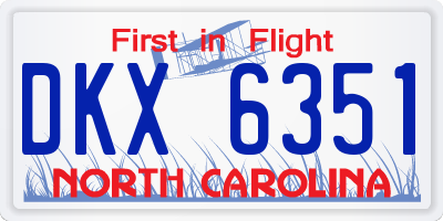 NC license plate DKX6351