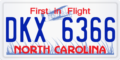 NC license plate DKX6366