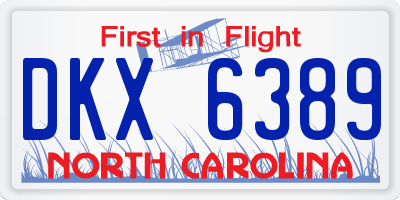 NC license plate DKX6389