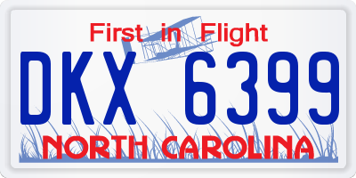 NC license plate DKX6399
