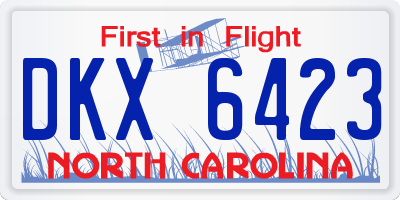NC license plate DKX6423