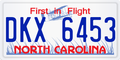 NC license plate DKX6453