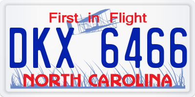 NC license plate DKX6466