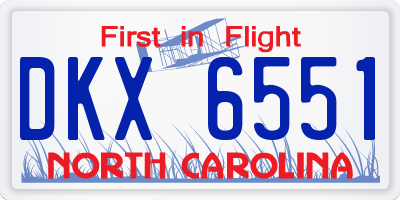 NC license plate DKX6551