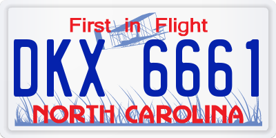 NC license plate DKX6661