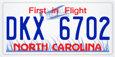 NC license plate DKX6702