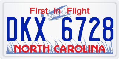 NC license plate DKX6728