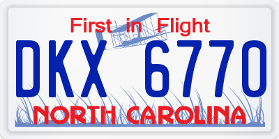 NC license plate DKX6770