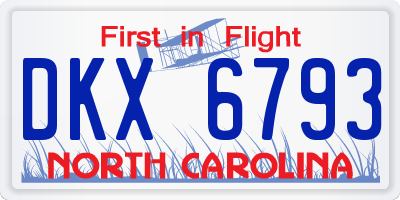 NC license plate DKX6793