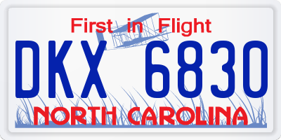 NC license plate DKX6830