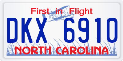 NC license plate DKX6910