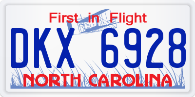 NC license plate DKX6928