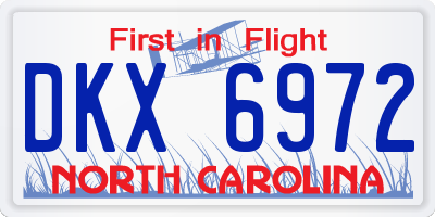 NC license plate DKX6972