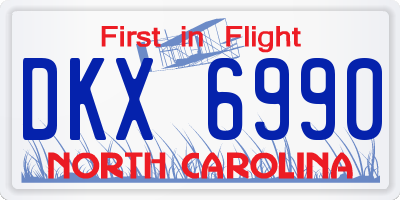 NC license plate DKX6990
