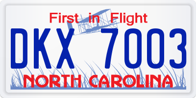 NC license plate DKX7003