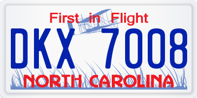 NC license plate DKX7008
