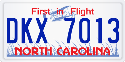 NC license plate DKX7013