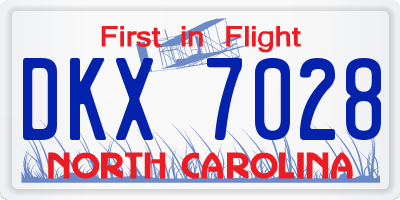 NC license plate DKX7028