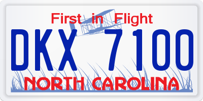 NC license plate DKX7100