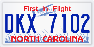 NC license plate DKX7102