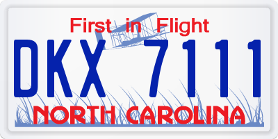 NC license plate DKX7111