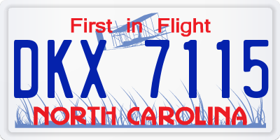 NC license plate DKX7115