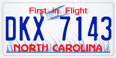NC license plate DKX7143