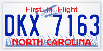 NC license plate DKX7163