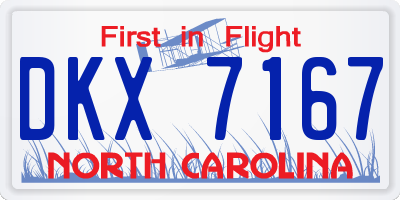 NC license plate DKX7167