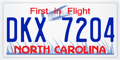 NC license plate DKX7204
