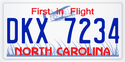 NC license plate DKX7234