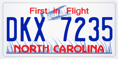 NC license plate DKX7235