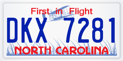 NC license plate DKX7281