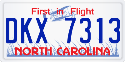 NC license plate DKX7313