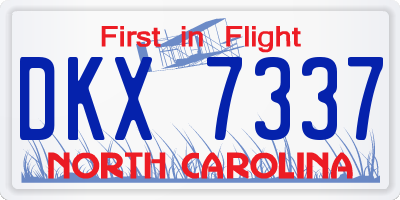 NC license plate DKX7337