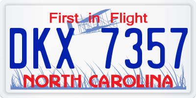 NC license plate DKX7357