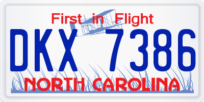 NC license plate DKX7386