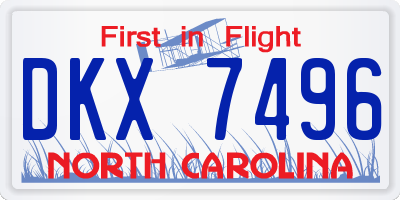 NC license plate DKX7496