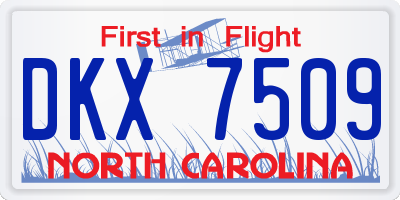 NC license plate DKX7509