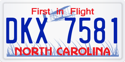 NC license plate DKX7581