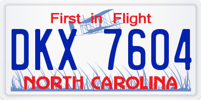 NC license plate DKX7604