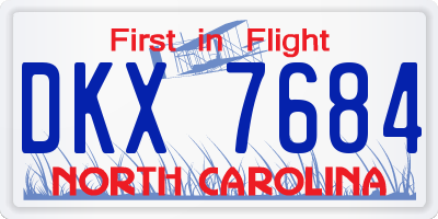 NC license plate DKX7684