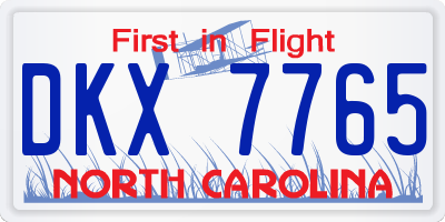 NC license plate DKX7765