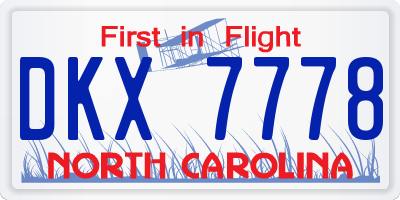 NC license plate DKX7778