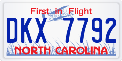NC license plate DKX7792