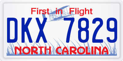 NC license plate DKX7829