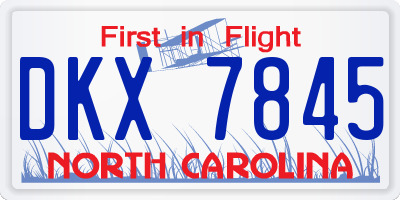 NC license plate DKX7845