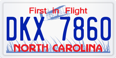 NC license plate DKX7860